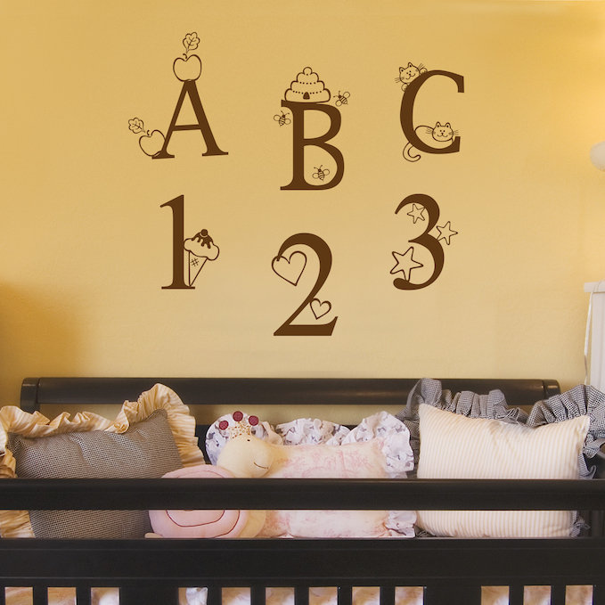 Décalcomanie murale 123-chambre d’enfant abc, Chocolat
