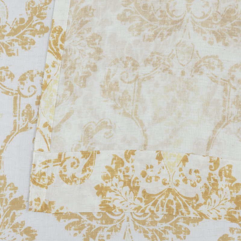 Damask Sheer Single Curtain Panel, Terrace Gold, 50" W x 96" L