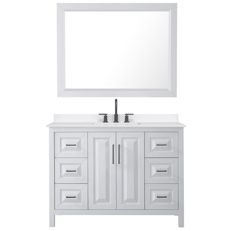 Daria 48'' W Vanity, Matte Black, White, Giotto Quartz