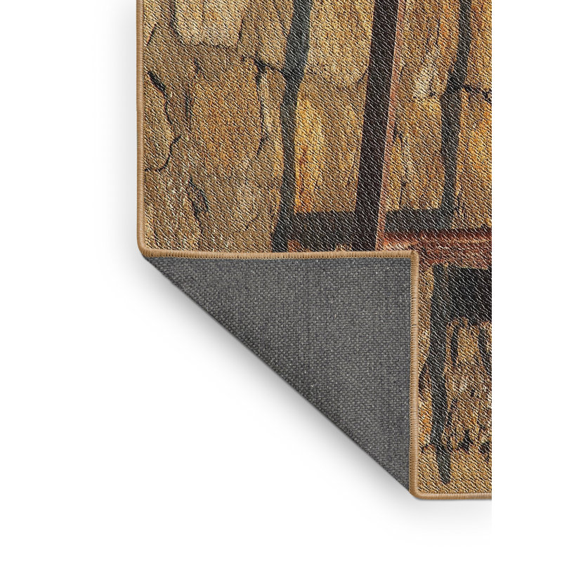 Tapis de zone brun à motif, Rectangle 8 pi x 10 pi