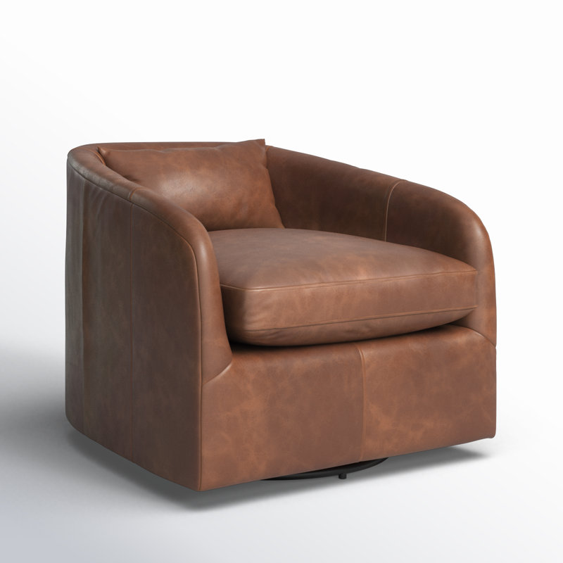 Topanga Swivel Armchair, Heirloom Sienna Genuine Leather