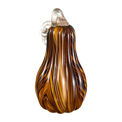11.25"H Multi Brown Striped Large Glass Gourd