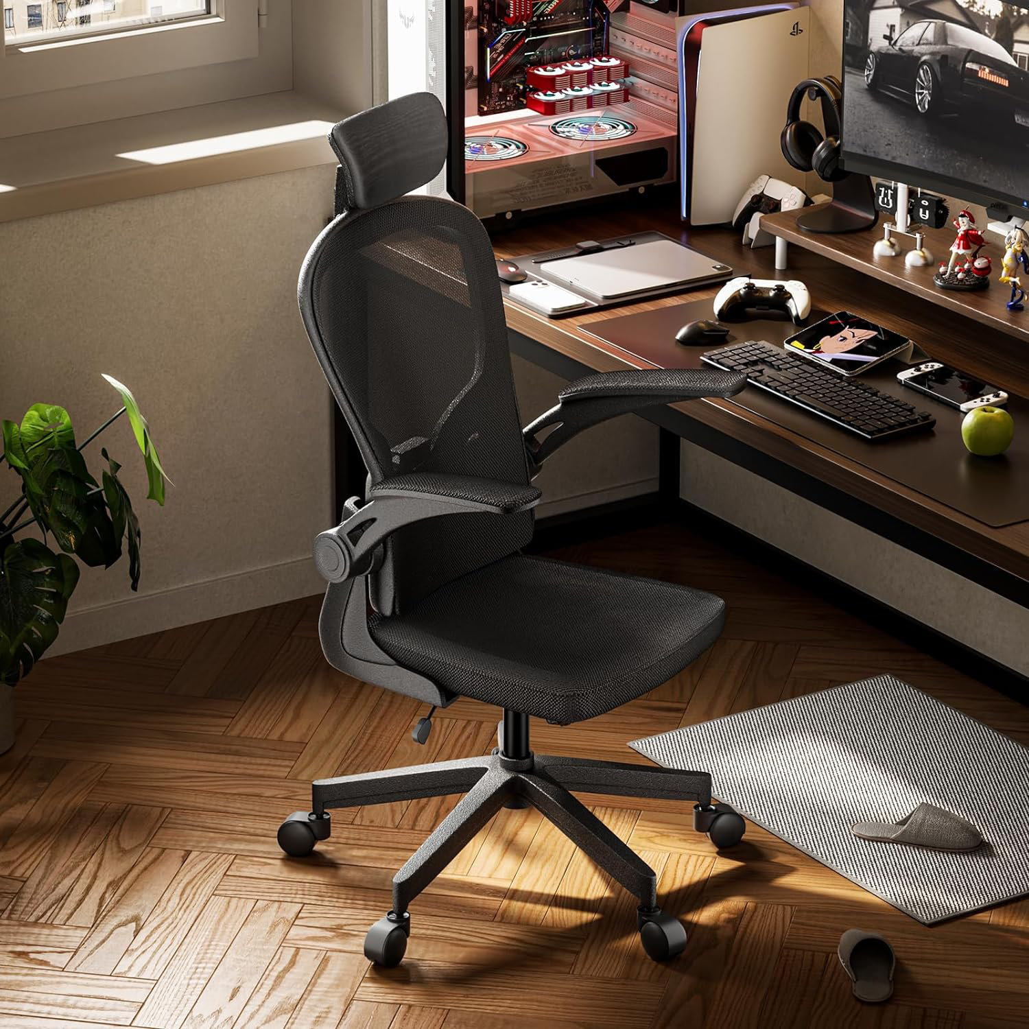 Ivy Bronx Office Chair Computer Desk Chair Flip up Arms Adjustable ...