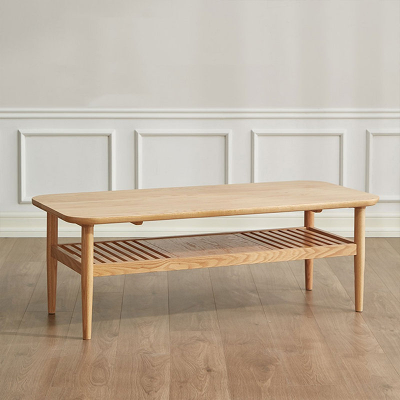 Burlywood Solid Wood Rectangular Coffee Table, Burlywood, 16.54" H x 39.37" L x 19.69" W