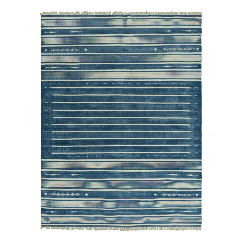 Kilim & Flat Weave Cotton Striped Area Rug, Rectangle 5' x 7'