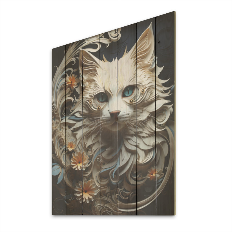 Balinais beauté, chat, art mural en bois sur bois de pin naturel, H 20 po x l 10 po