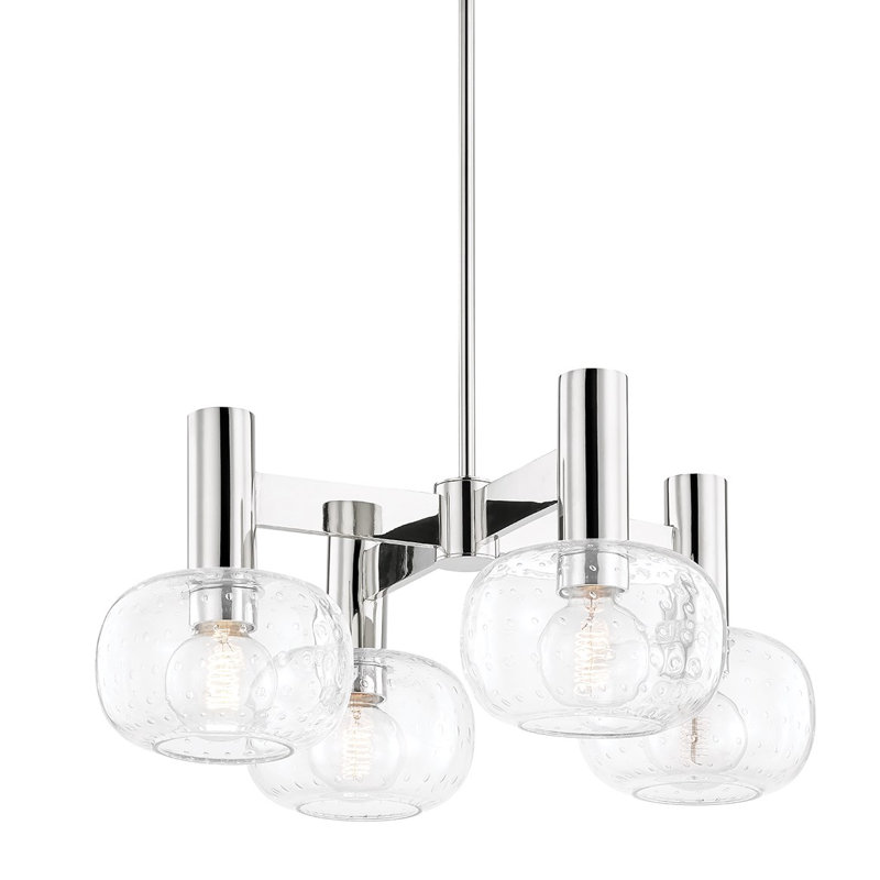 Lustre linéaire moderne à 4 lumières Spoutnik, Nickel poli