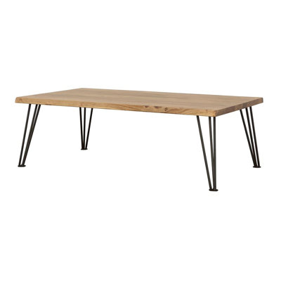 Table basse rectangulaire avec plateau en bois brun naturel