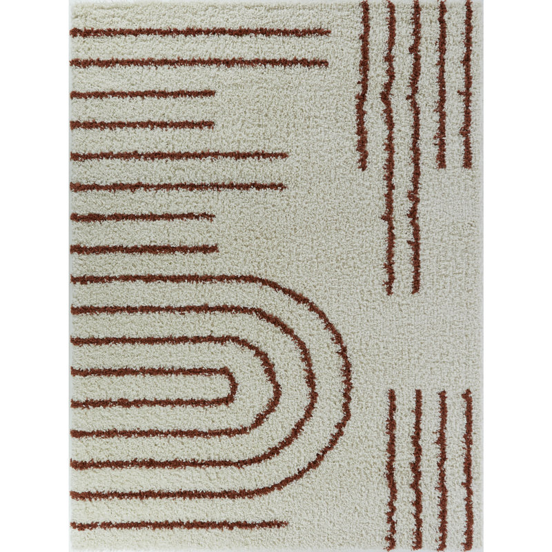Tapis orange / ivoire Donaciones, Rectangle 7 pi 10 po x 10 pi