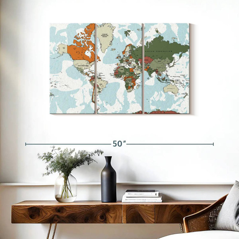 Carte du monde éducatif VI, H 24 po x l 38 po
