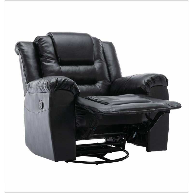 360°Swivel and Rocking Home Theatre Recliner Manual Recliner Chair with Wide Armrest, Black