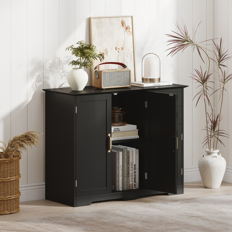 Buffet de rangement 40 po avec 2 tiroirs noir, Noir