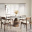 Table de salle à manger Amberly Travertin et dessus en pierre avec base en bois massif - Design moderne pour la maison et le divertissement-888407946-888407944