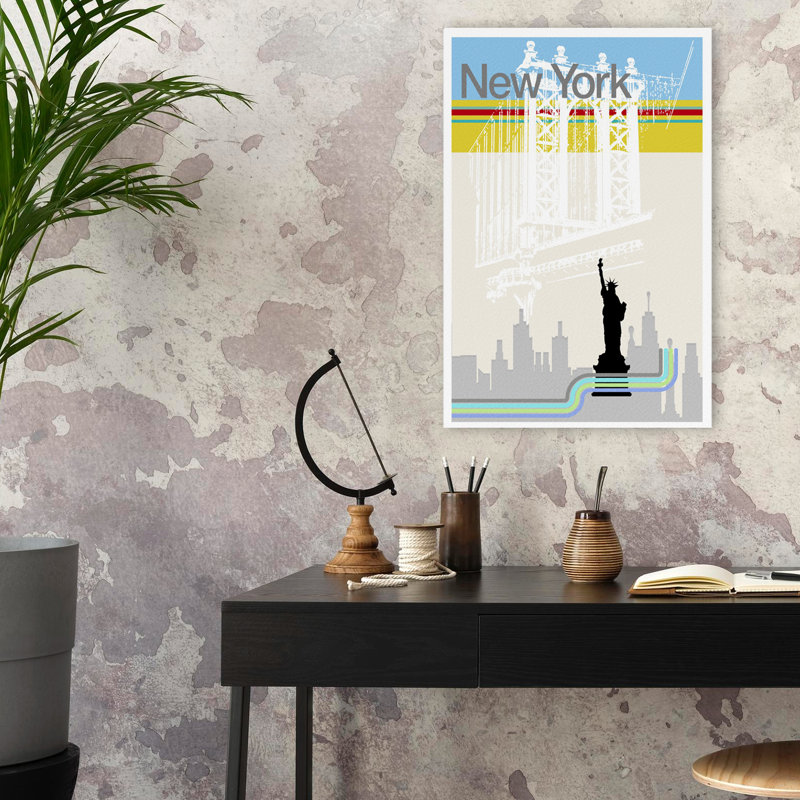 Art numérique, paysage urbain moderne de New York, H 24 po x l 16 po