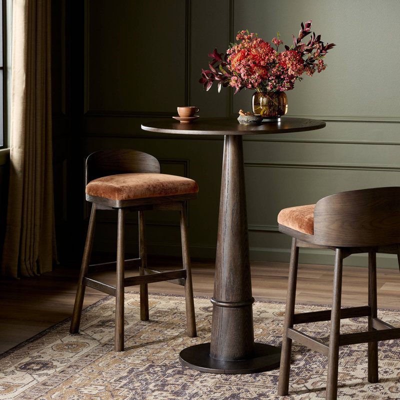 Cloris Swivel Stool-Altair Sienna-Counter & Bar, Bar Stool (30.91" Seat Height), Altair Sienna Polyester, Warm Oak
