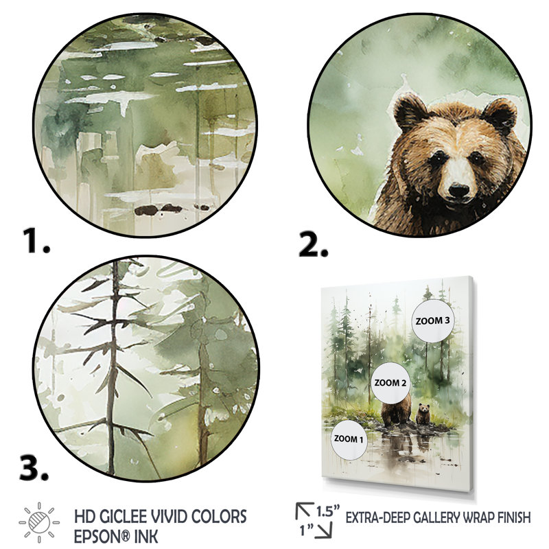 «Brown Grizzly Bear In Wilderness I», art mural, Cadre doré simple, H 40 po x l 30 po x P 1,5 po