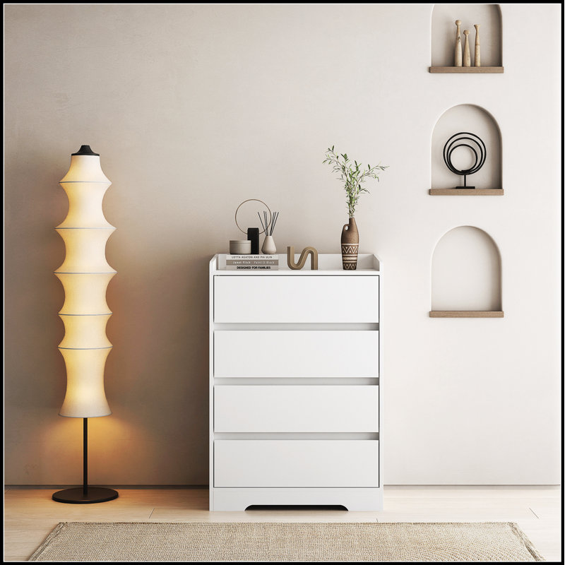 Commode 4 tiroirs imperméable, conception sans poignée pour les chambres modernes et solutions de rangement efficaces