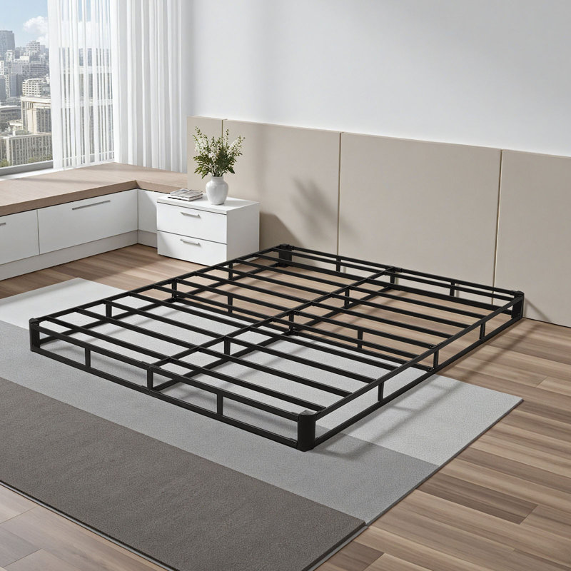 Box Spring, Queen Size Bed Frame with Washable Fabric Cloth, Heavy Duty Metal Frame for Queen Bed, 5.1 in Mattress Foundation, 3500 lbs Max Weight Capacity, Easy Assembly, 79.1 x 59.6 x 5.1 in