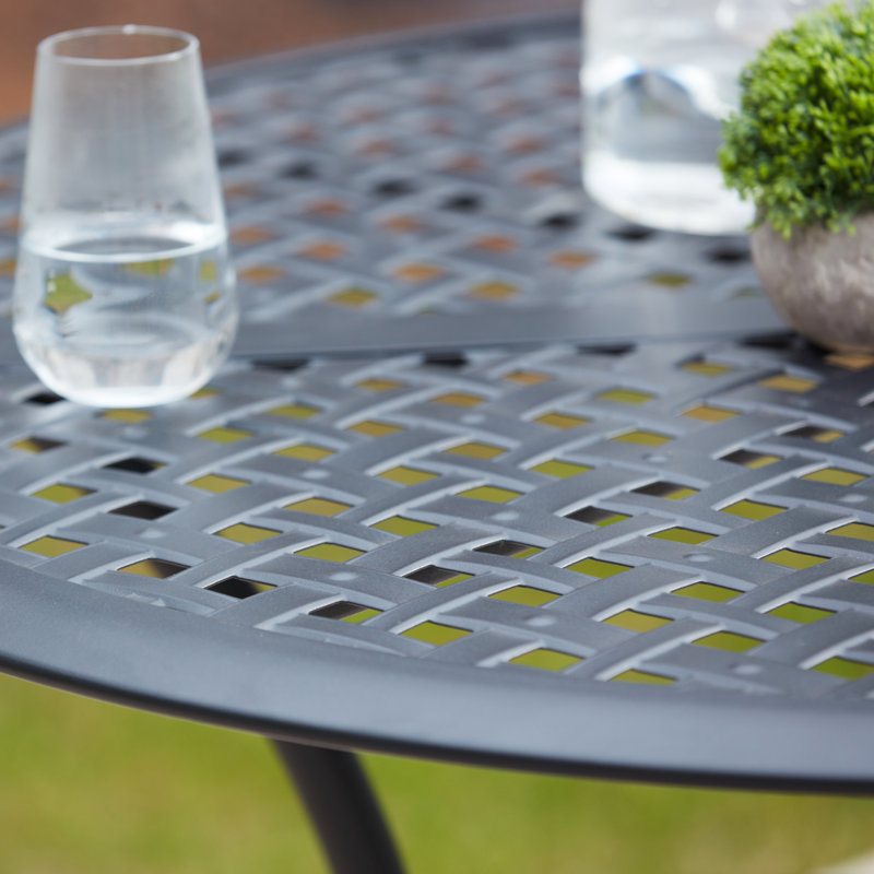 Rusi Round Metal Outdoor Dining Table With Umbrella Hole , 42'' in. W 42'' in. D