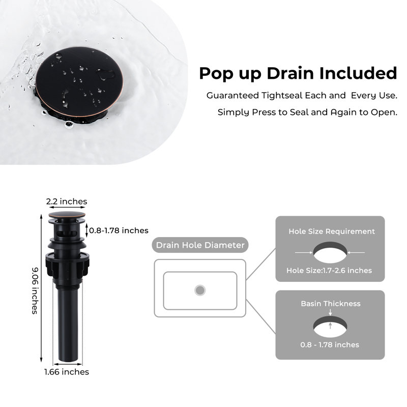 HGN Waterfall Spout Bathroom Faucet with Pop-up Drain, Oil Rubbed Bronze