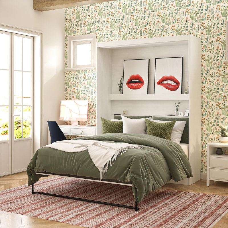 Her Majesty Murphy Bed, White, Queen
