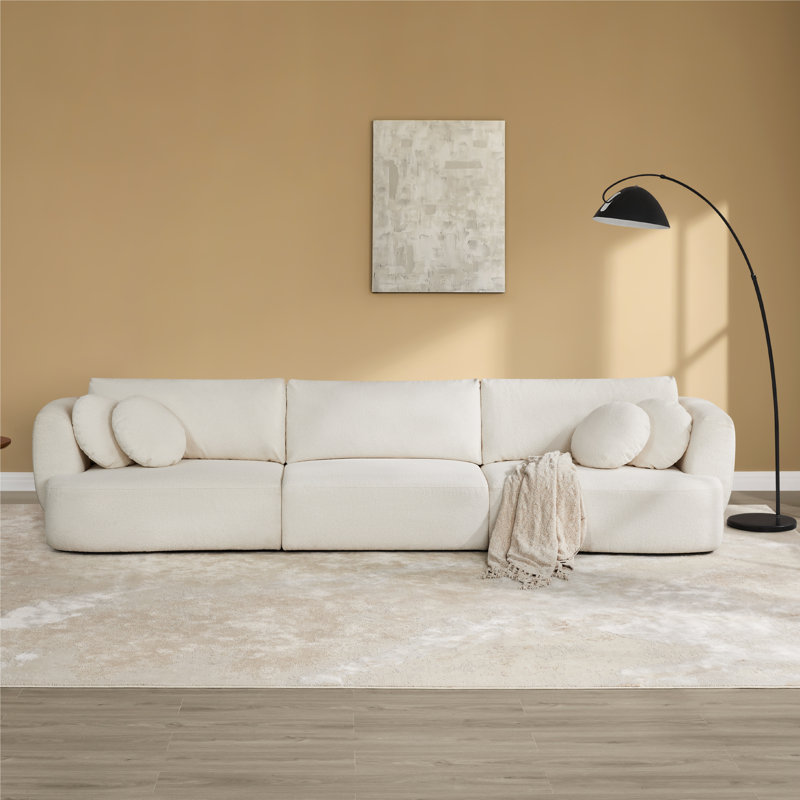 Aneika 140'' 3-Piece Curved Modular Oversized Sofa, Beige
