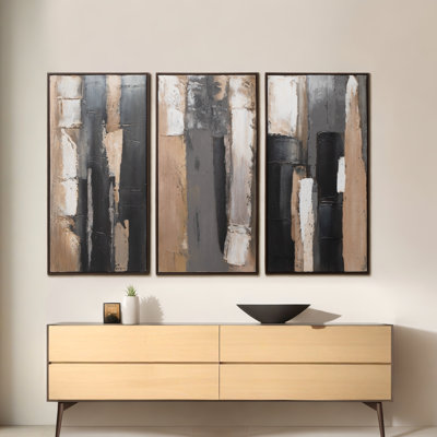 Set Of 3 20X40 Tribido Handpainted Wall Art