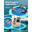 244CM Round Inflatable Water Floating Platform, 3-4 Person Inflatable Swim Raft With Comfortable Center Mesh, Non-Slip Ladder, Cup Holders, Pump, Repair Kit, Carry Bag & Anchor Rope, 300KG Load Capacity, For Pool, Lake, Beach & Yacht, Blue-White-129160089