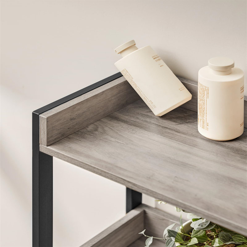 Alv Freestanding Over The Toilet Storage, Light Brown/Satin Black