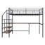 Lit mezzanine double en métal avec bureau et échelle de rangement latérale, noir
