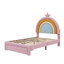 Tiroir de rangement pastel rembourré avec lit plateforme-114328295