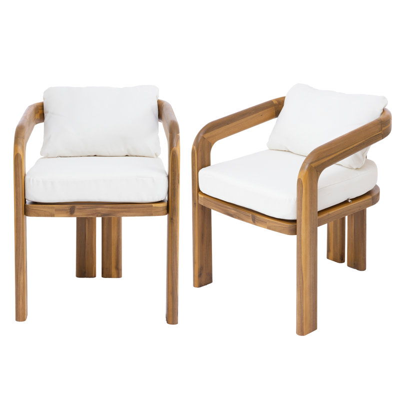 Chaise de salle à manger d'extérieur moderne en bois d'acacia avec coussins Nordby Nordin, Teck