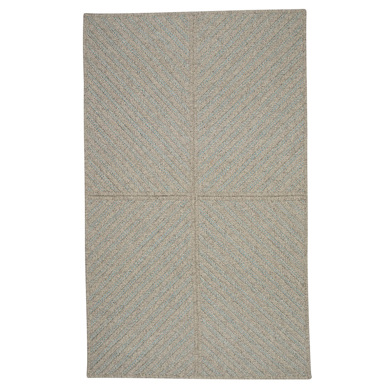 Tapis bleu en laine tressé à la main Loya, Rectangle 9 pi x 12 pi