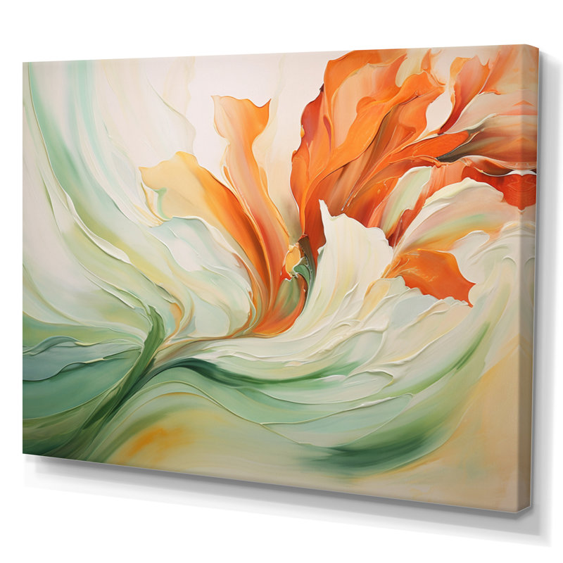 Green Flowing Petals - Abstract Botanicals Framed Prints, 34" H x 44" W, Wrapped Canvas, No Frame