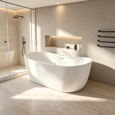 71" Acrylic Freestanding Bathtub with Whirlpool and Air Massage System