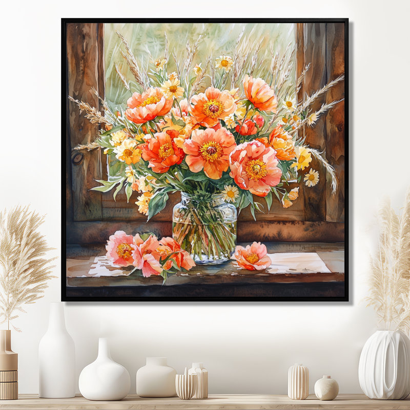 Kulik - Floral Wall Art, Floater Framed Print, Black, 16" H x 16" W