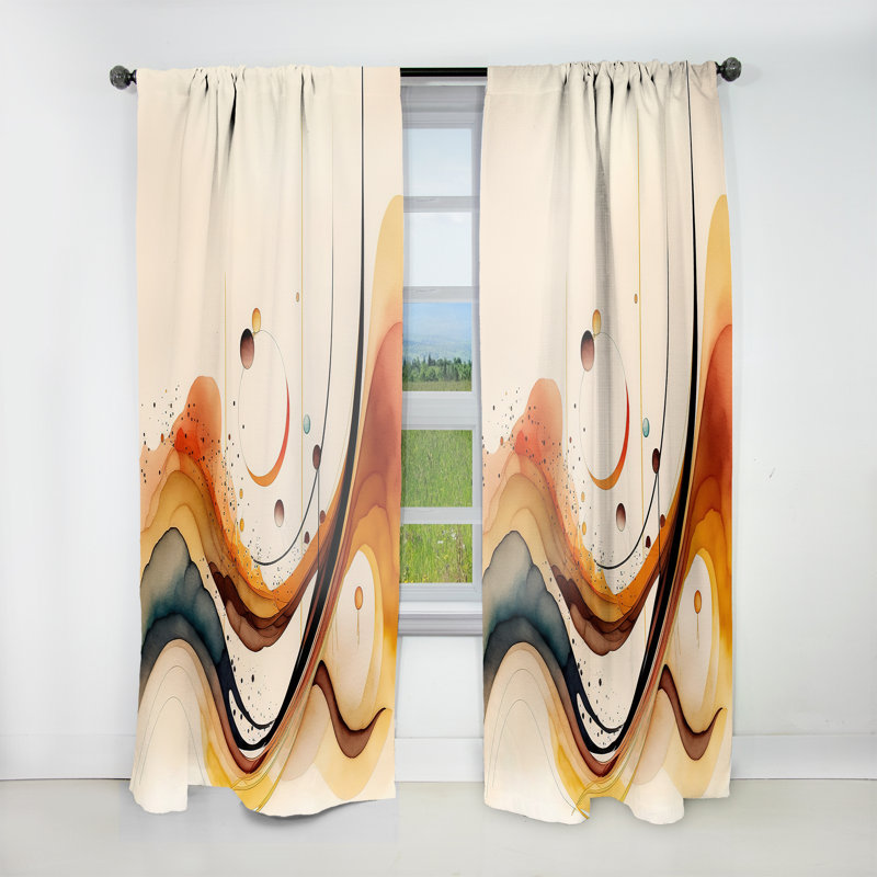 Rideau en velours abstrait V - Burnt Orange Waves Abstract, L 52 po x L 95 po