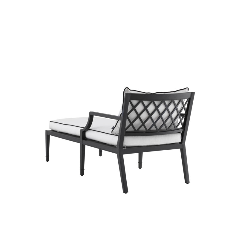 Bella Vista Outdoor Chaise Lounge, Black Frame/White Cushion