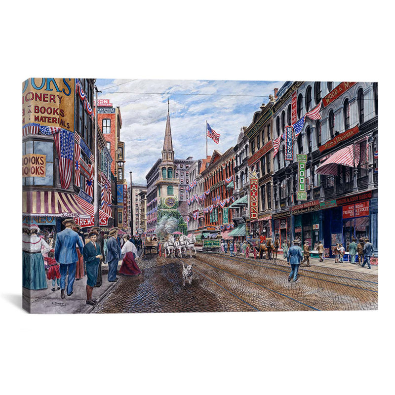 « boston » par reproduction d’art sur toile Stanton Manolakas, H 26 po x l 40 po x P 1,5 po, Toile tendue, Pas de tapis