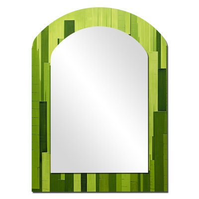 Fern Facades Skyscraper Horizon I - Skyscrapers Asymmetrical Decorative Mirror, Industrial Arch Large Wall Mirror, Printed Metal Art