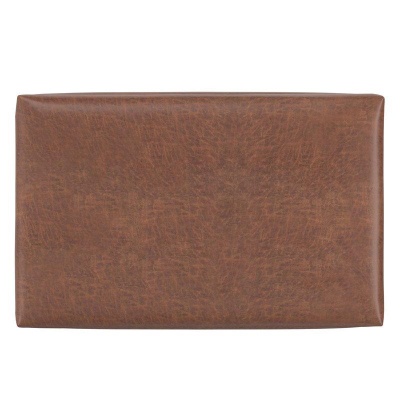Repose-pieds rectangulaire avec rangement en cuir végétalien Mid-Century
