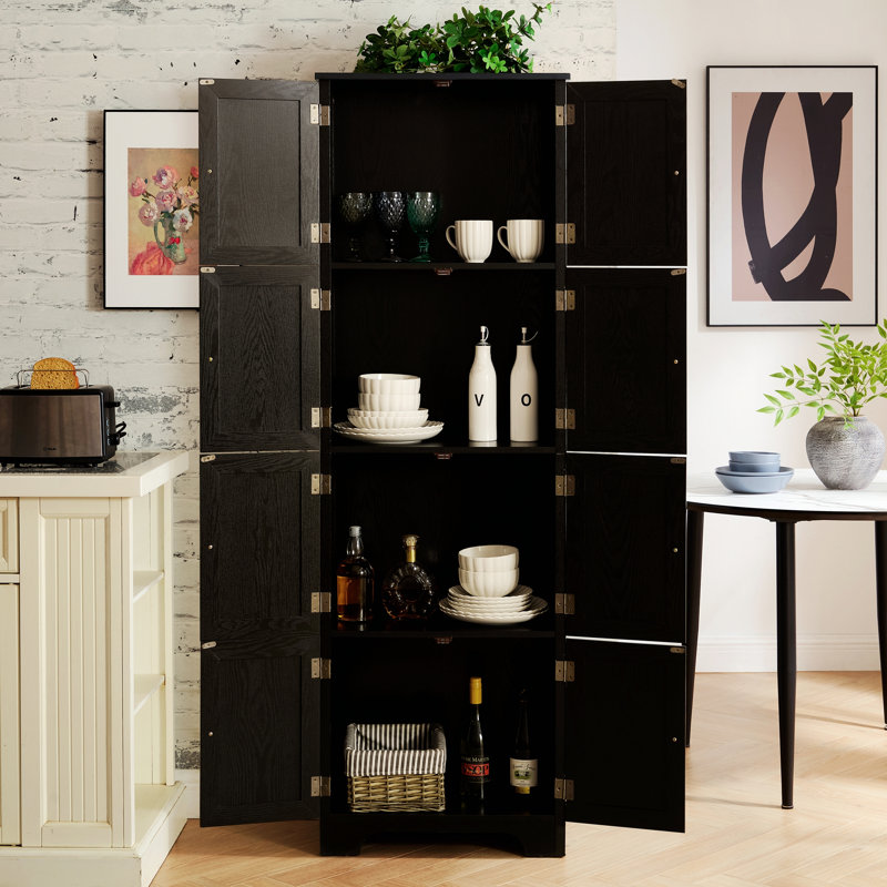 Storage Cabinet with Shelves, Freestanding Sideboard for Kitchen, Black