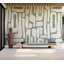 Murale abstraite pelez et collez Lamek - formes terreuses vert sauge-106566822