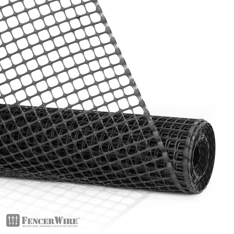 Fencer Wire 3ft.x15ft. Recyclable Black Plastic Poultry Netting with Mesh Size 0.4” x 0.4"
