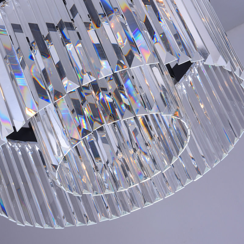 Hallum 19.7" W 5-Light Dimmable Drum Chandelier, Black Metal