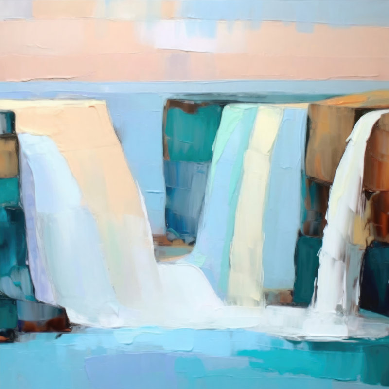 «Waterfalls 3» sur toile, H 15 po x l 15 po