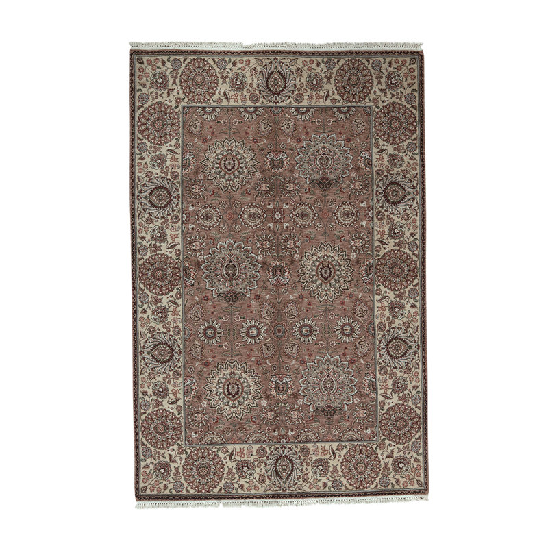 Tapis brun / crème de haute qualité noué à la main