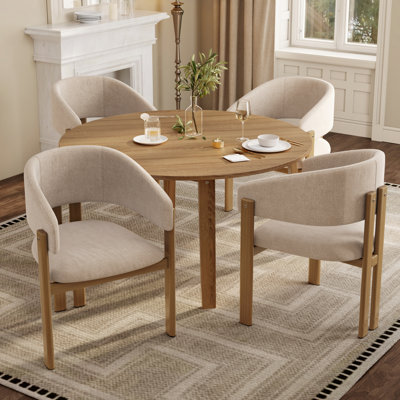 Linen Upholstered Metal Armchair in Beige