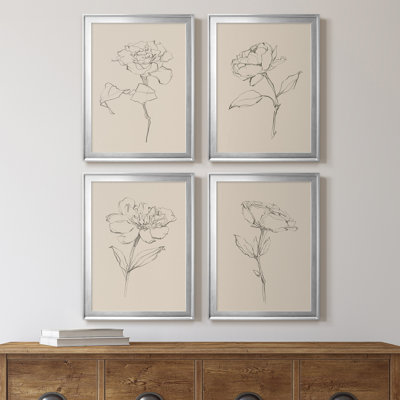" Floral Contour Study I " 4 - Pieces
