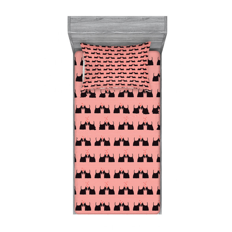 Microfiber Patterned Fitted Sheet, Twin Fitted Sheet with 1 Pillowcase